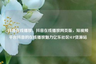 抖音在线播放，抖音在线播放网页版，短视频平台抖音的在线播放魅力亿乐社区SUP货源站