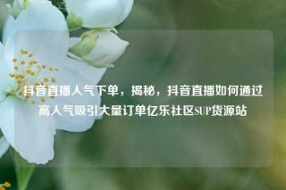抖音直播人气下单，揭秘，抖音直播如何通过高人气吸引大量订单亿乐社区SUP货源站