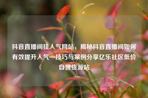 抖音直播间挂人气网站	，揭秘抖音直播间如何有效提升人气—技巧与案例分享亿乐社区低价自营货源站  第1张
